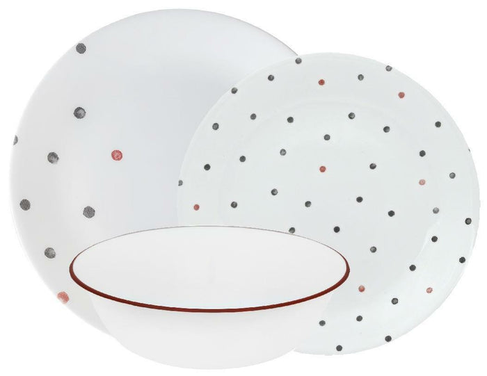 1 Corelle VIVE POLKA DOTTIE Choose: DINNER or LUNCH PLATE *Gray Black Red Dots