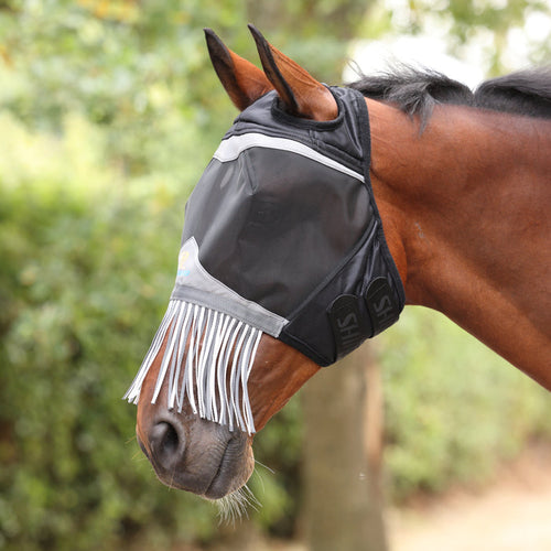 10869 - Shires FlyGuard Pro Fine Mesh Fly Mask with Ear Holes & Nose Fringe