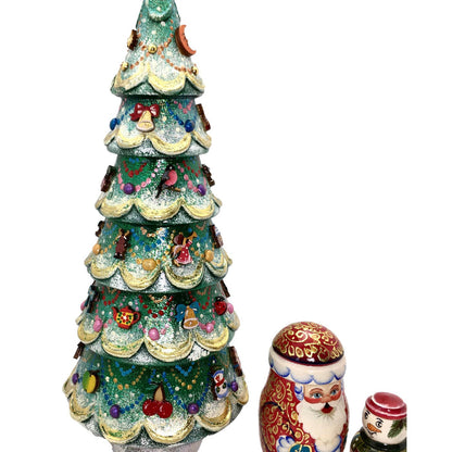 Russian nesting dolls Christmas tree Santa snowman