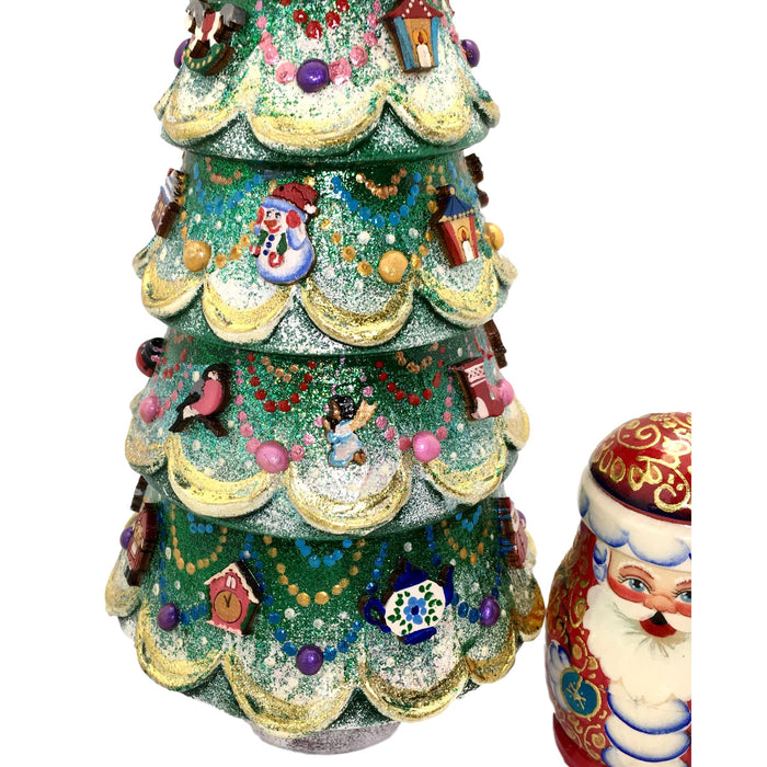 Christmas tree nesting dolls with ornaments
