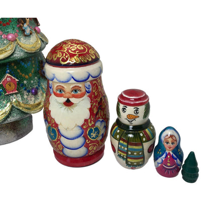 Santa snowman Christmas tree nesting dolls