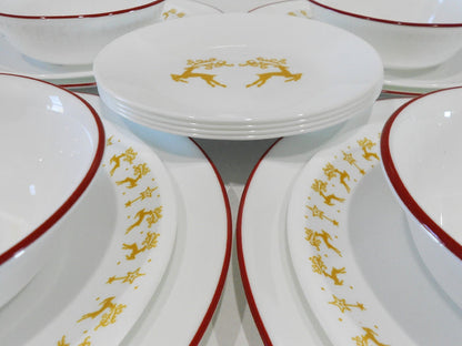 ❤️ 16-pc Corelle DANCER PRANCER Dinnerware Set CHRISTMAS Holiday Gold Reindeer