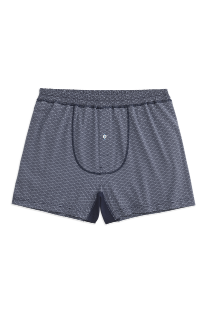 Front view of 18 hour knit boxer in Night Sky - Infinite Circles