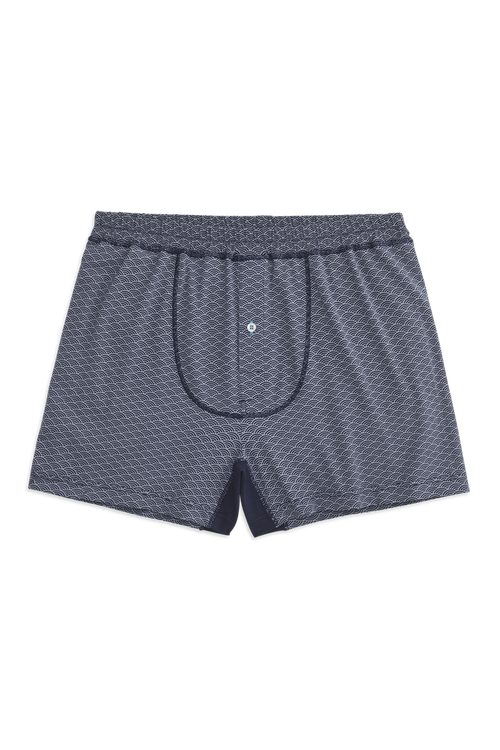 Front view of 18 hour knit boxer in Night Sky - Infinite Circles