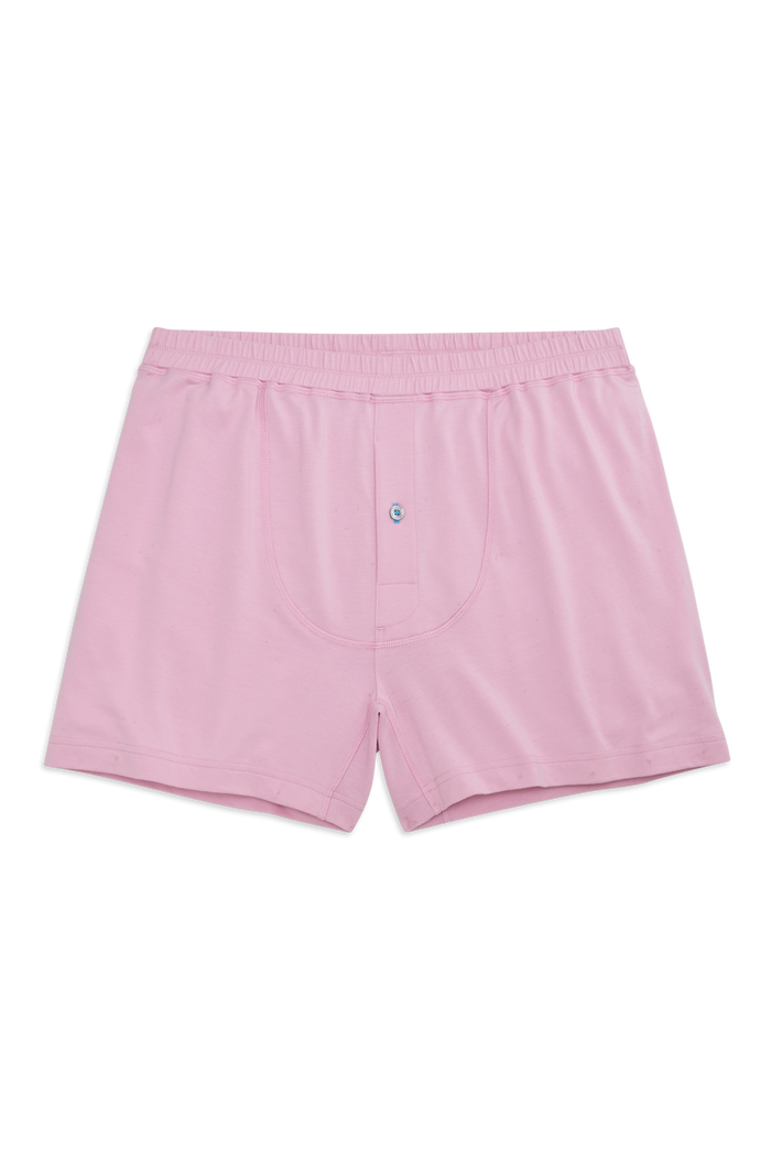 Front view of 18 hour jersey knit boxer in washed pink
