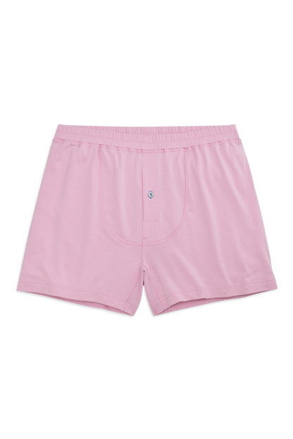 Front view of 18 hour jersey knit boxer in washed pink