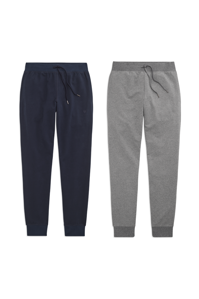 Front view of 2 pack Ace relaxed sweatpant in Total Eclipse / Grey Heather
