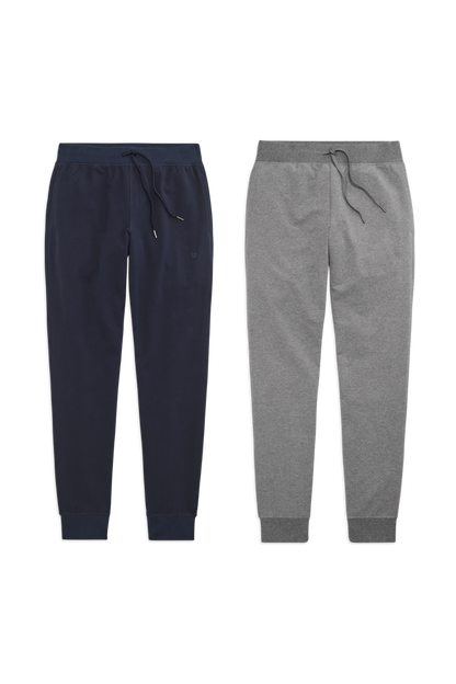 Front view of 2 pack Ace relaxed sweatpant in Total Eclipse / Grey Heather