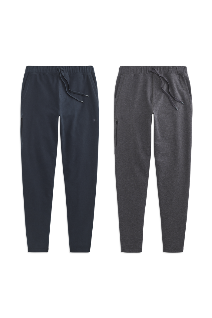 Front view of 2 pack Ace Sweatpant in Total Eclipse / Charcoal Heather