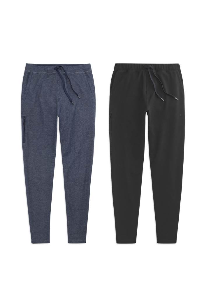 Front view of 2 pack Ace Sweatpant in True Navy - Bird's Eye / True Black