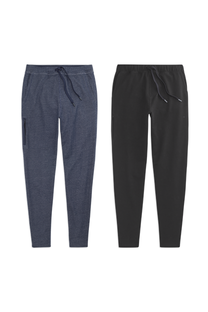 Front view of 2 pack Ace Sweatpant in True Navy - Bird's Eye / True Black