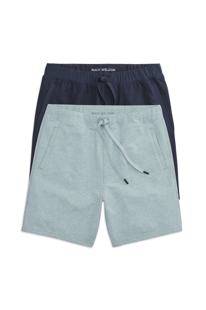 Front view of 2-Pack ACE Sweatshorts 7" in Nile Blue Heather / Total Eclipse