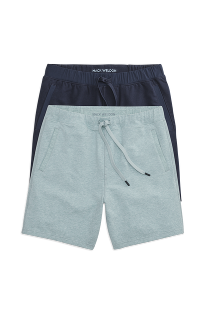Front view of 2-Pack ACE Sweatshorts 7" in Nile Blue Heather / Total Eclipse