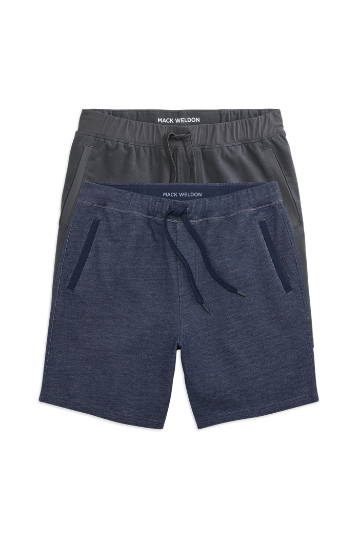 Front view of 2-Pack ACE Sweatshorts 7" in True Navy - Bird's Eye / Asphalt