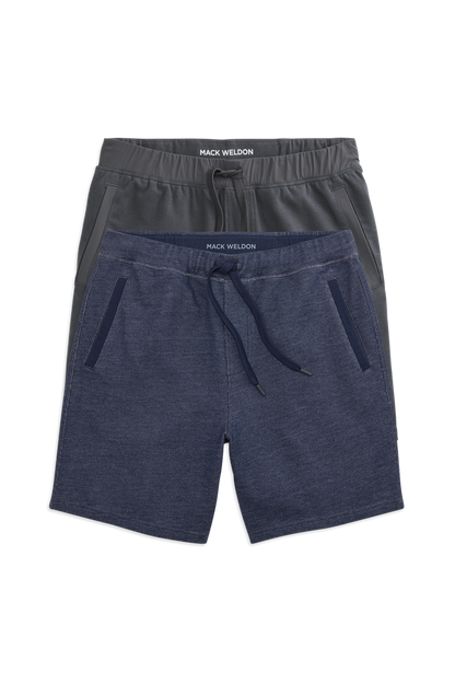 Front view of 2-Pack ACE Sweatshorts 7" in True Navy - Bird's Eye / Asphalt