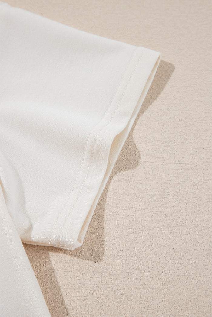 2-Piece Cropped Tee & Ruffle High Waist Skort Set – Beige