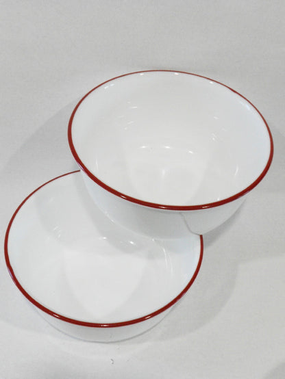 ❤️ 2 Red CORELLE 28-oz SUPER SOUP BOWLS Chili 6 1/4" Bright Radiant Brilliant Holiday