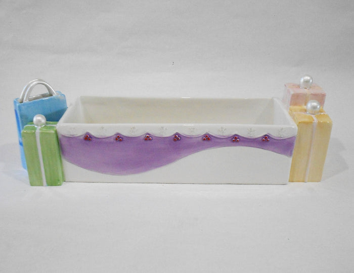 ❤️ 2004 AVON 12" CRACKER SERVER Cookies Mini Bread / Winter Holiday Ceramic Gift