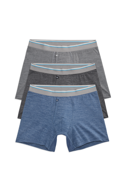 Front view of 3-Pack AIRKNITx Boxer Brief - With Fly in Cool Heathers