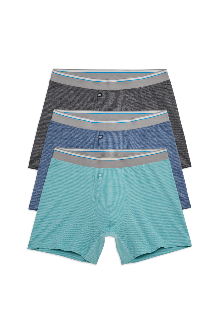 Front view of 3 pack Airknitx Boxer Brief w/ fly in Up in the Air