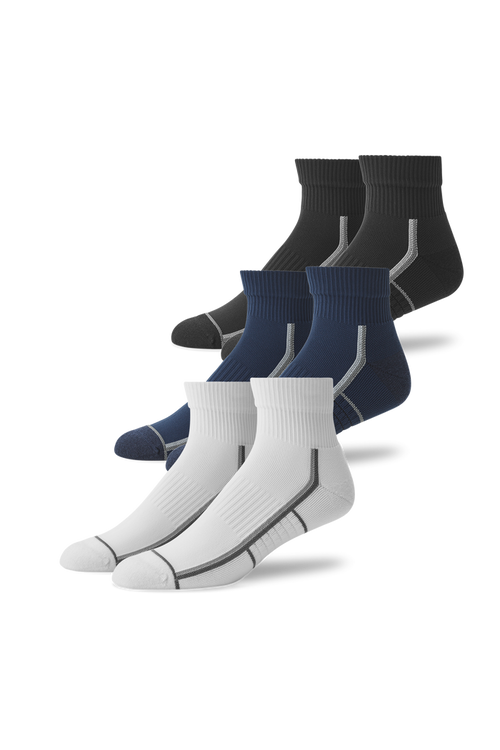 Front view of 3-Pack AIRKNITˣ High Ankle Socks in The Classics