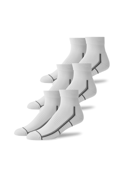 Front view of 3-Pack AIRKNITˣ High Ankle Socks in Bright White