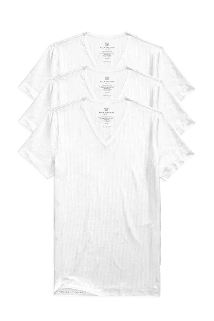 Front view of 3-Pack AIRKNITˣ V-Neck Undershirt in Bright White