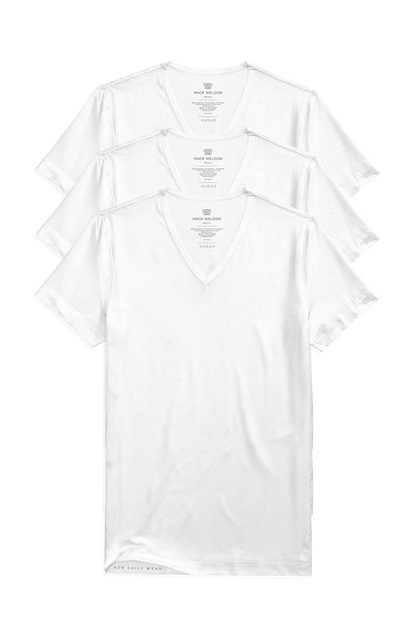 Front view of 3-Pack AIRKNITˣ V-Neck Undershirt in Bright White