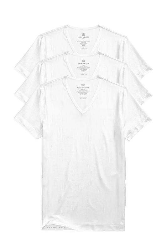 Front view of 3-Pack AIRKNITˣ V-Neck Undershirt in Bright White