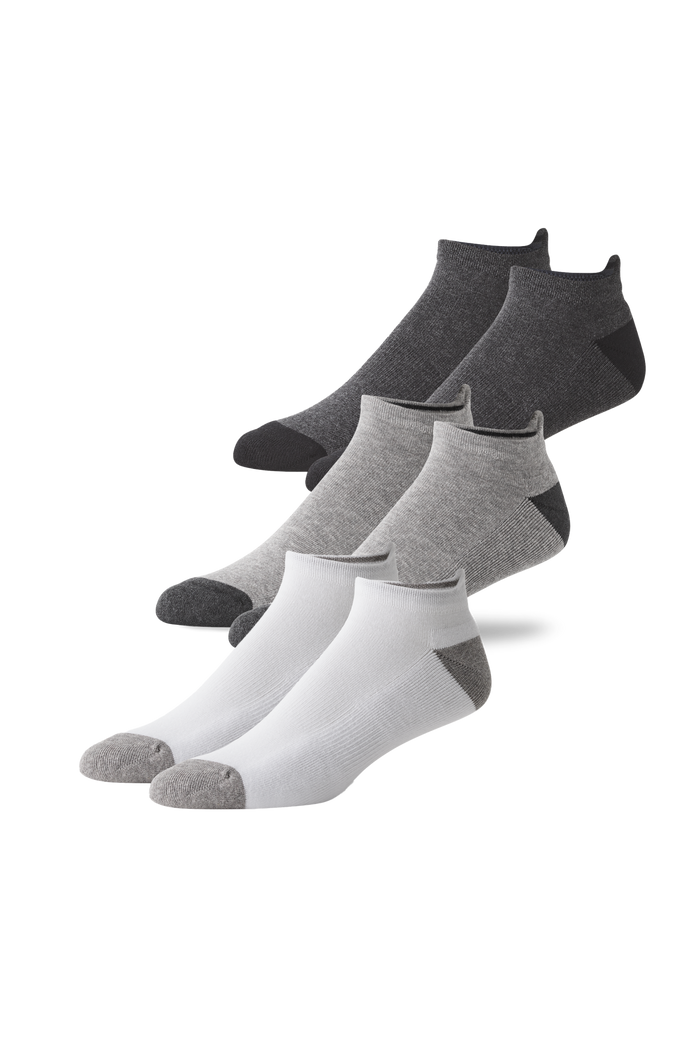 Front view of 3-Pack Everyday Ankle Sock in Shades of Grey