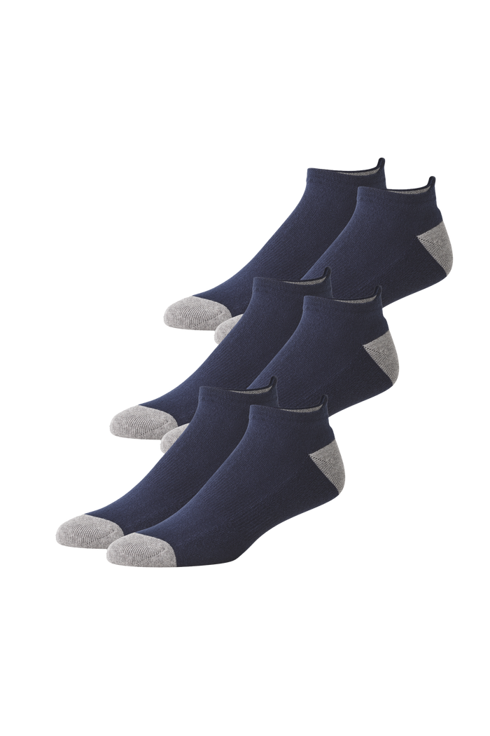 Front view of 3-Pack Everyday Ankle Sock in True Navy