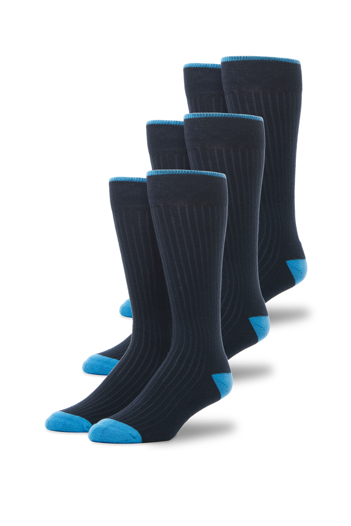 Front view of 3-Pack Everyday Extended Crew Socks in Total Eclipse