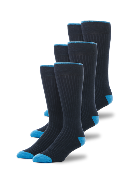 Front view of 3-Pack Everyday Extended Crew Socks in Total Eclipse