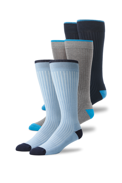 Front view of 3 pack Everyday Extended Crew sock in Dusk Till Dawn