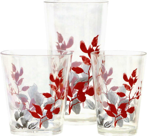4 Corelle KYOTO LEAVES Acrylic DRINKWARE Beverage Glasses *CHOOSE: 19, 14 or 8-oz