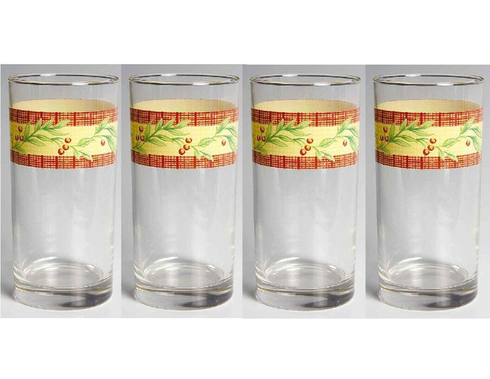 4 Corelle SPICEBERRY 16-oz Tumbler GLASSES Berries Leaves Autumn Holiday French
