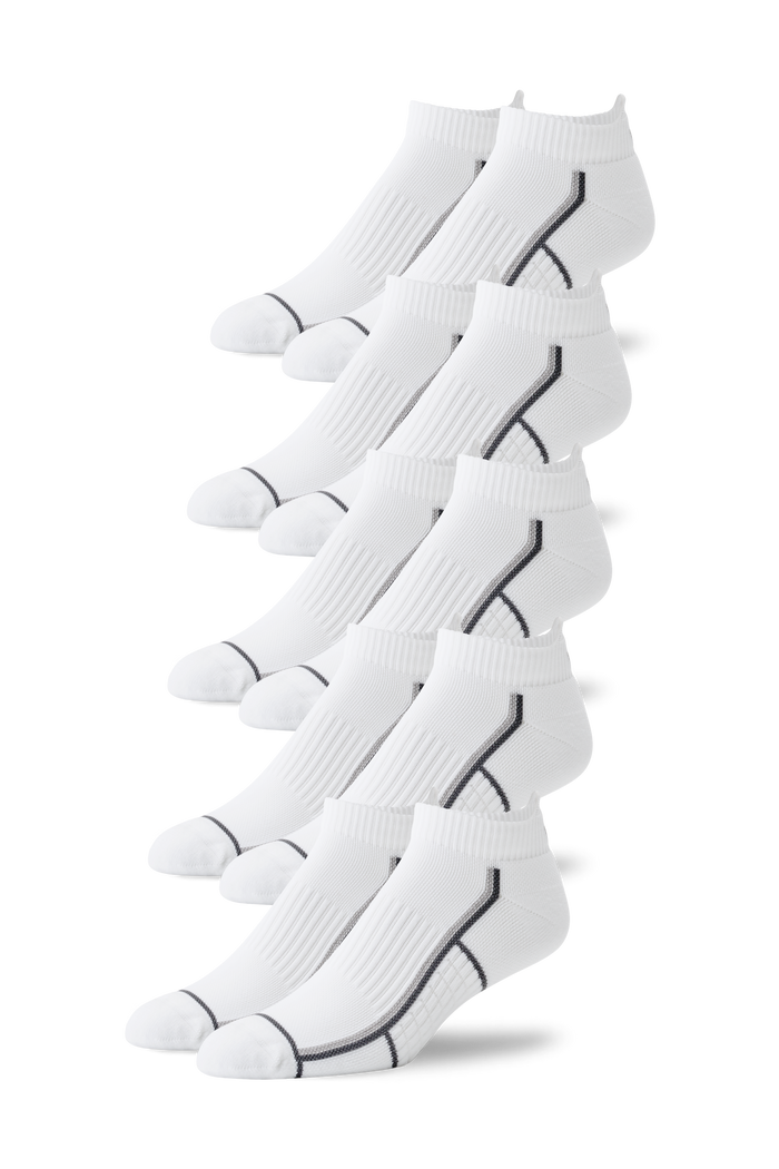 Bright White | Front view of 5-Pack AIRKNITˣ Ankle Socks in Bright White