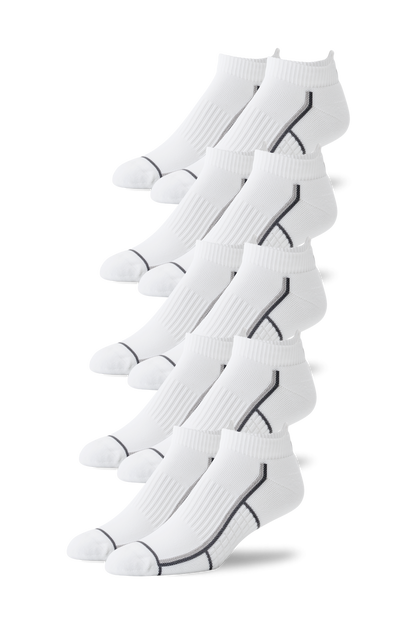 Bright White | Front view of 5-Pack AIRKNITˣ Ankle Socks in Bright White