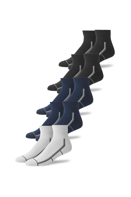 Front view of 5-Pack AIRKNITˣ High Ankle Socks in Mon-Fri