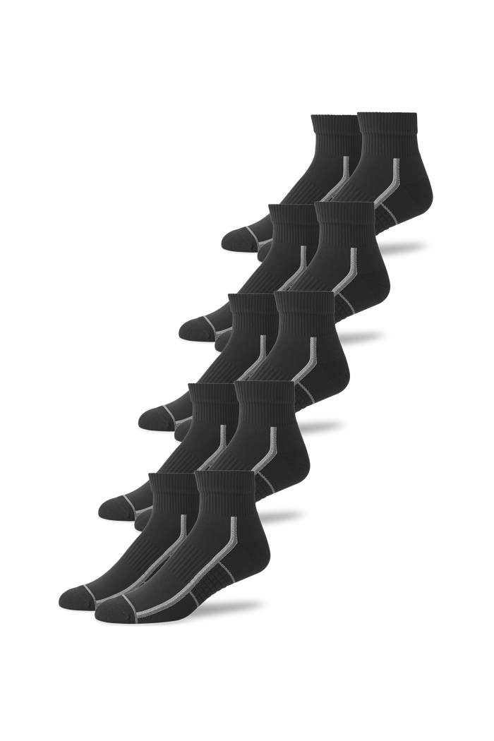 Front view of 5-Pack AIRKNITˣ High Ankle Socks in True Black