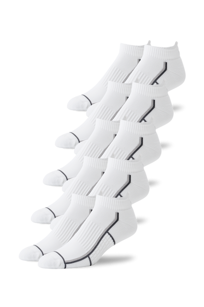 Front view of 5-Pack AIRKNITˣ High Ankle Socks in Bright White