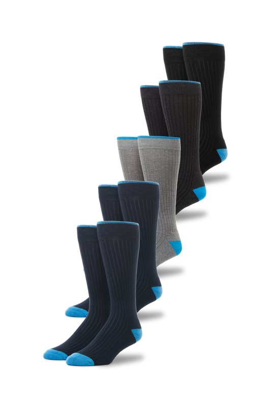 Front view of 5-Pack Everyday Extended Crew Socks in Mon-Fri