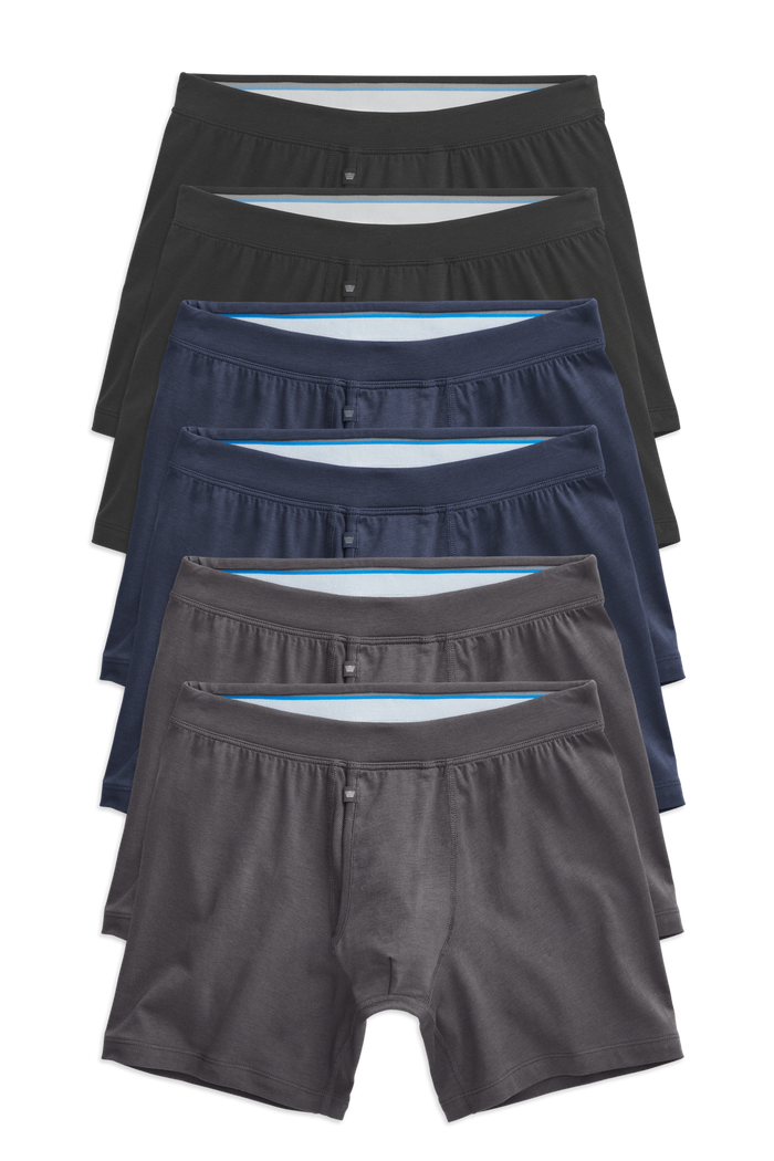 Front view of 6 pack Silver Boxer Brief in Classic Combo
