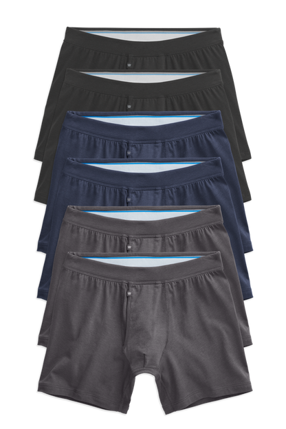 Front view of 6 pack Silver Boxer Brief in Classic Combo