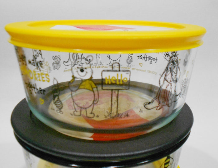❤️ 8-pc PYREX WINNIE THE POOH & BEE HAPPY 7 Cup 4 Cup Storage Bowls Set