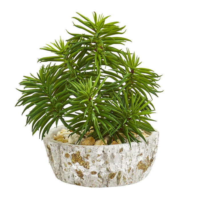 8" Succulent Artificial Plant in Weathered Oak Planter (Set of 2)"