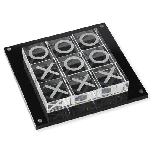 9 Inch Black & Clear Crystal Glass Tic Tac Toe Game Board