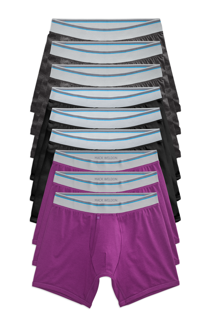 Front view of 9 pack 18-hour Jersey Boxer Brief in Night Garden