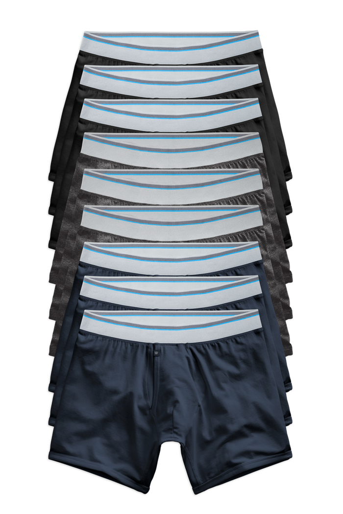 Front view of 9 pack 18-hour Jersey Boxer Brief in The Classics