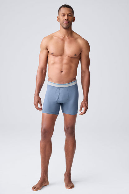 Full front view of a man wearing 18 Hour Jersey Boxer Brief in Ice Storm